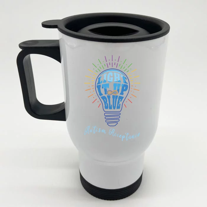 Acceptance April Light Blue Utism Awareness Gift Front & Back Stainless Steel Travel Mug