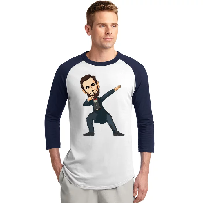 Abraham Abe Lincoln Dabbing Dab Dance 4th Of July Gift Baseball Sleeve Shirt