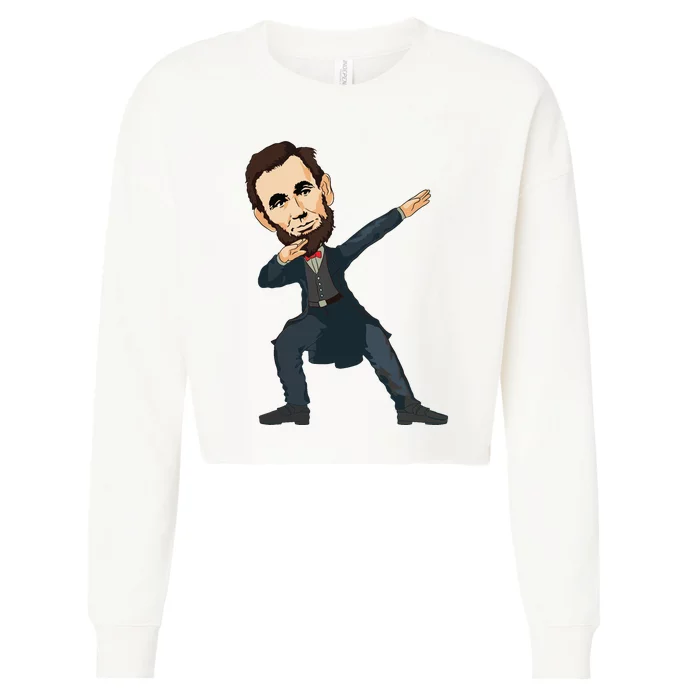 Abraham Abe Lincoln Dabbing Dab Dance 4th Of July Gift Cropped Pullover Crew