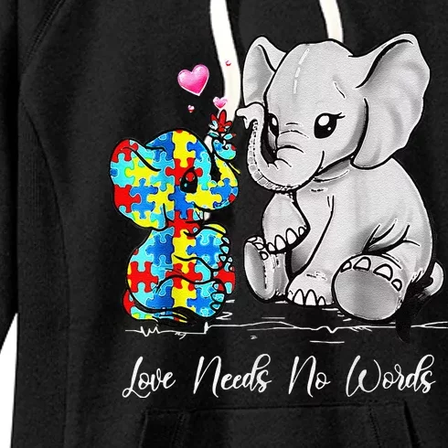 Autism Awareness Love Needs No Words Elephant Support Gifts Women's Fleece Hoodie