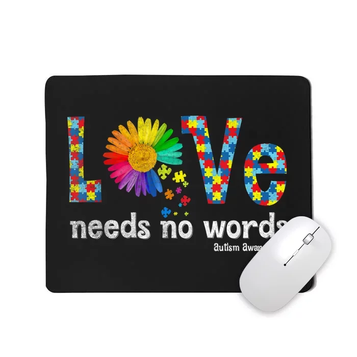 Autism Awareness Love No Words Daisy Flower Men Women Mousepad