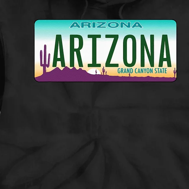 Arizona AZ License Plate Classic Tie Dye Hoodie