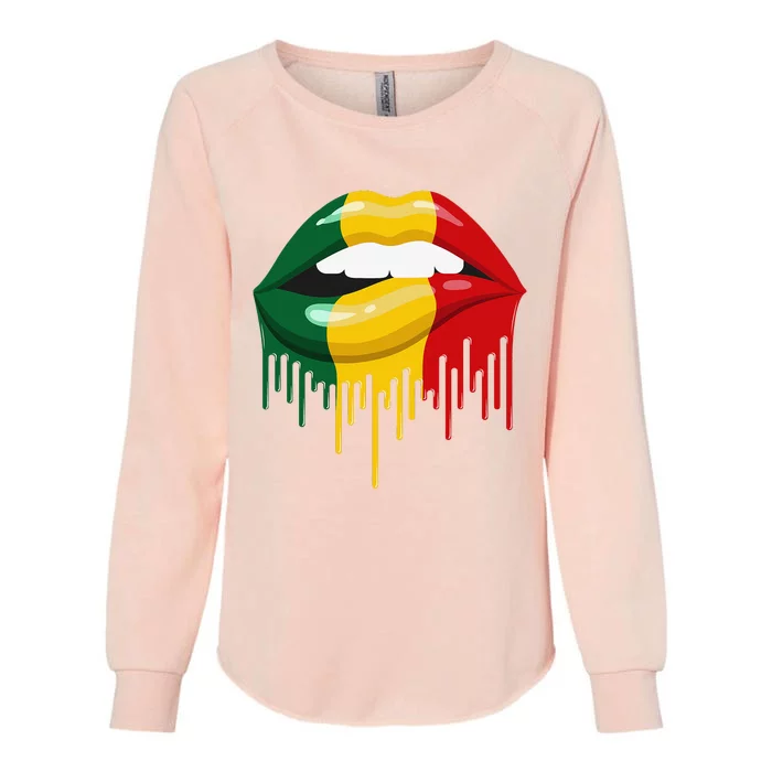 African American Lips Juneteenth Queen Womens California Wash Sweatshirt