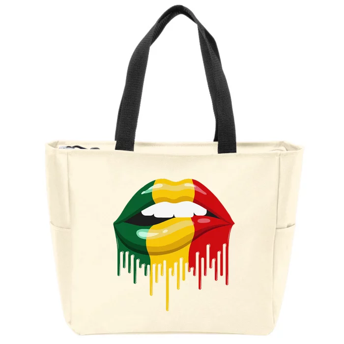 African American Lips Juneteenth Queen Zip Tote Bag