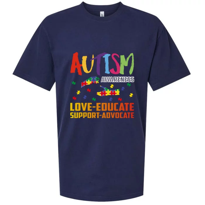 Autism Awareness Love Educate Support Advocate Puzzle Gift Sueded Cloud Jersey T-Shirt