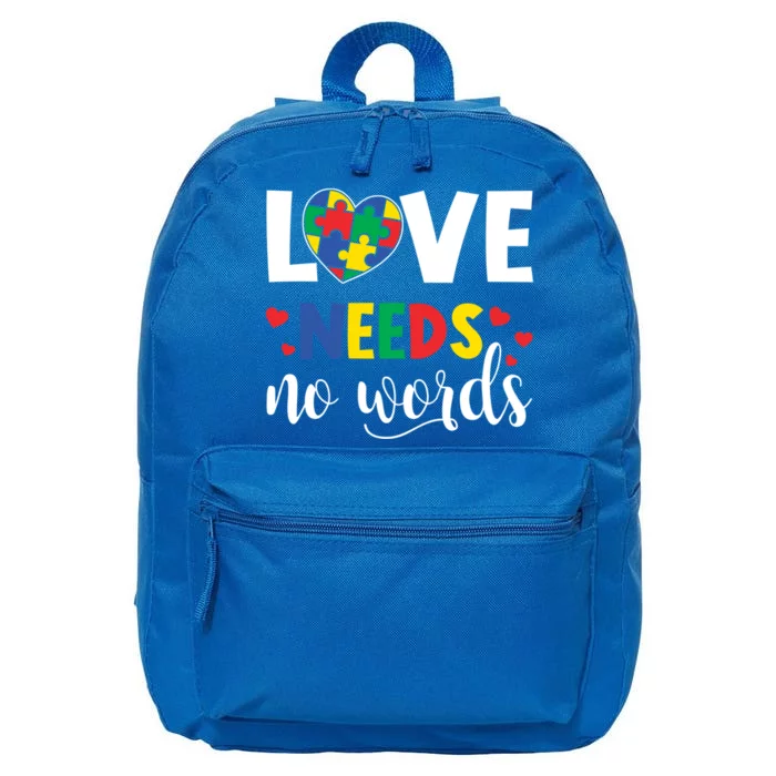 Autism Awareness Love Needs No Words Autism Colorful Puzzles Gift 16 in Basic Backpack