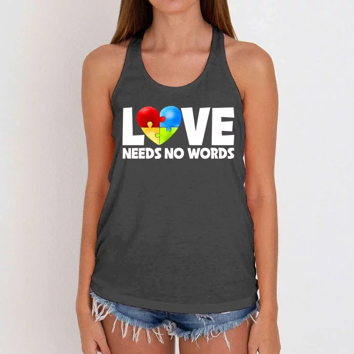 Autism Awareness Love Autism Needs No Word Autism Teacher Women's Knotted Racerback Tank