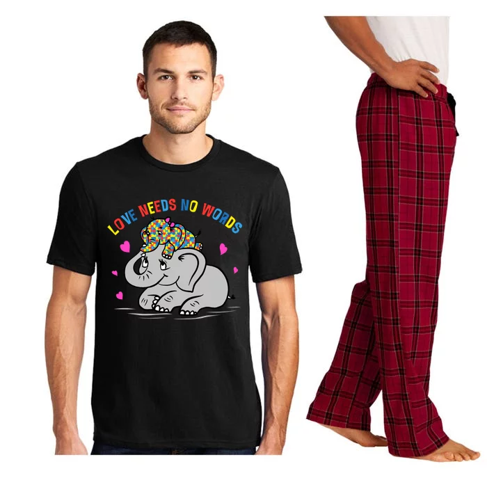 Autism Awareness Love Needs No Words Elephant Support Funny Gift Pajama Set