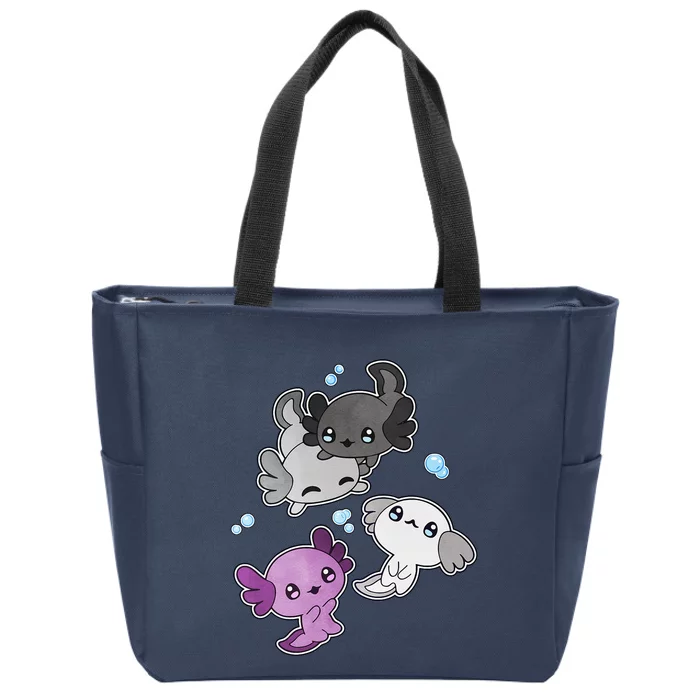 Asexual Axolotl LGBT Demisexual Ace Pride Flag Pet Aquarium Zip Tote Bag