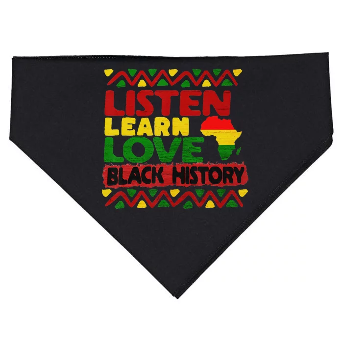 African American Listen Learn Love Teach BHM USA-Made Doggie Bandana