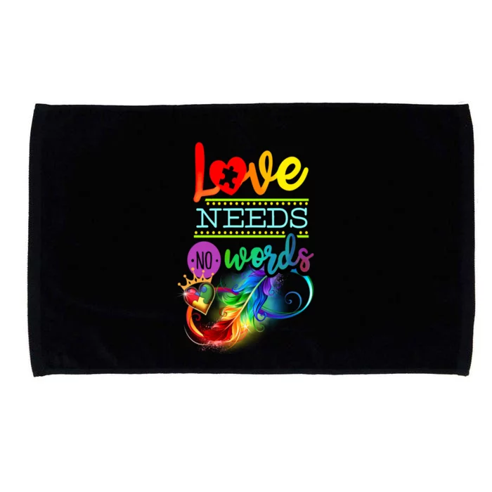 Autism Awareness Love Needs No Words Feather Infinity Gift Microfiber Hand Towel