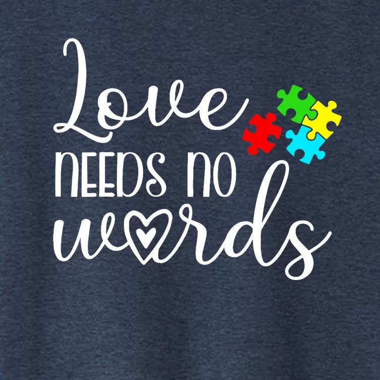 Autism Awareness Love Needs No Words Wo Be Kind Women's Crop Top Tee