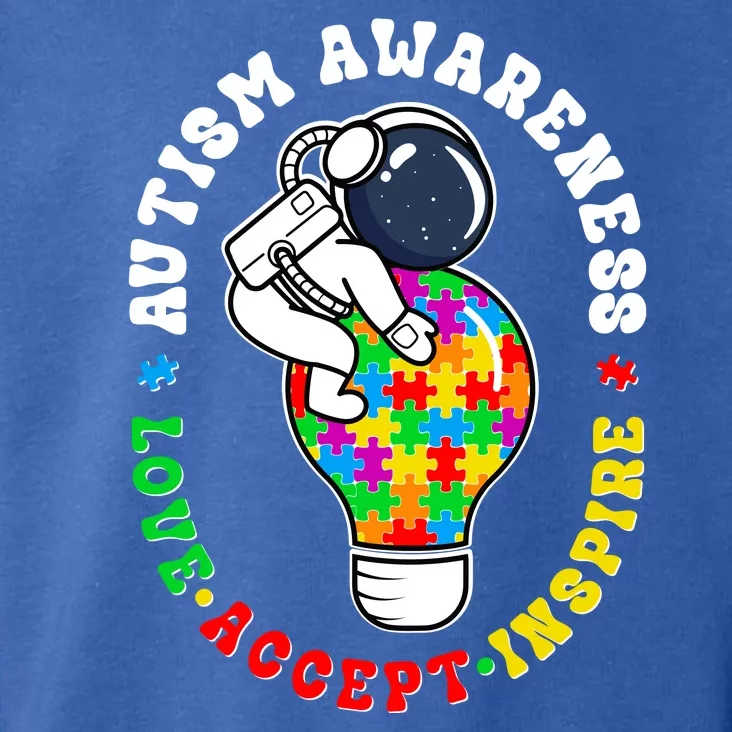 Autism Awareness Love Accept Inspire Astronaut Lightbulb Toddler Hoodie