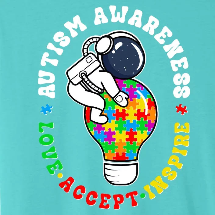 Autism Awareness Love Accept Inspire Astronaut Lightbulb ChromaSoft Performance T-Shirt