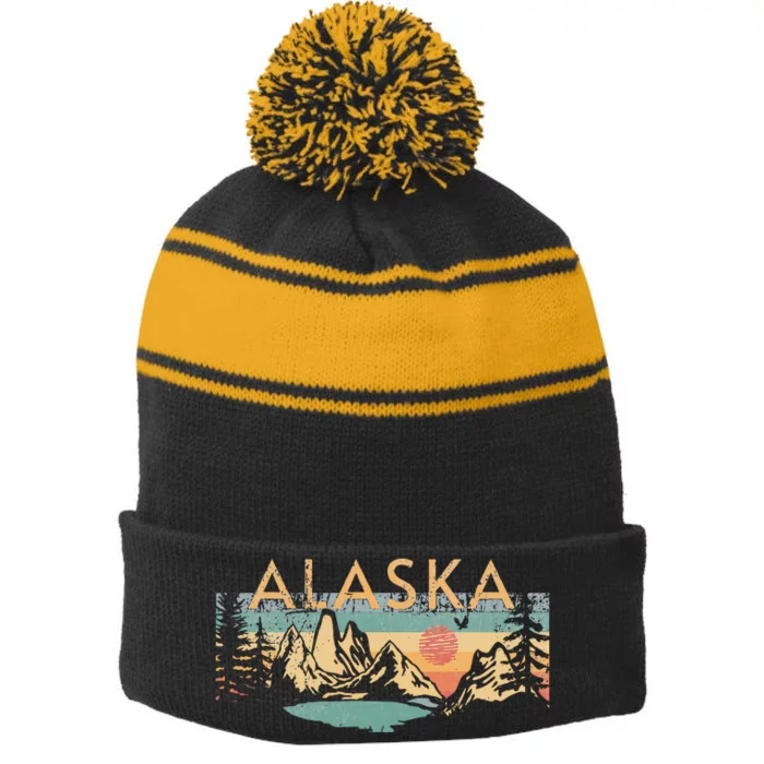 Alaska Stripe Pom Pom Beanie