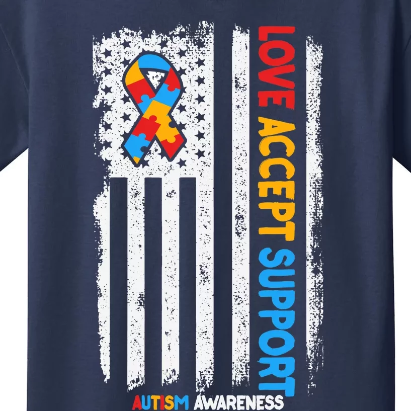 Autism Autistic Love Accept Support Autism Awareness Kids T-Shirt