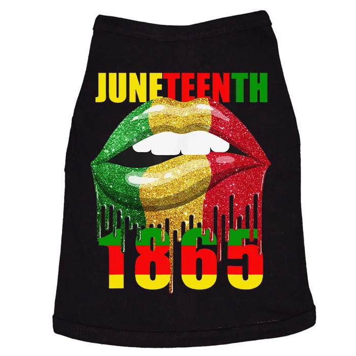 African American Lips Funny  Juneteenth Queen Doggie Tank