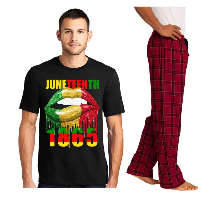 African American Lips Funny  Juneteenth Queen Pajama Set