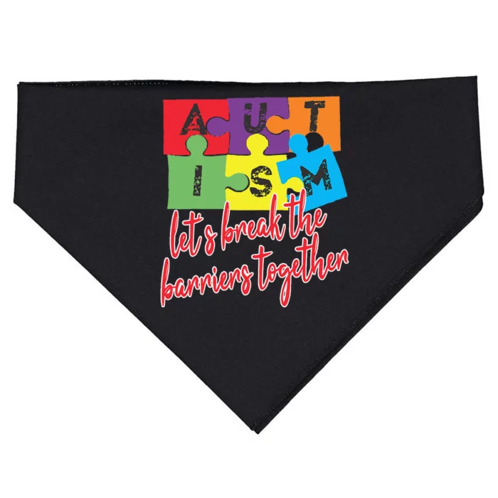 Autism Awareness Let's Break The Barriers Together USA-Made Doggie Bandana