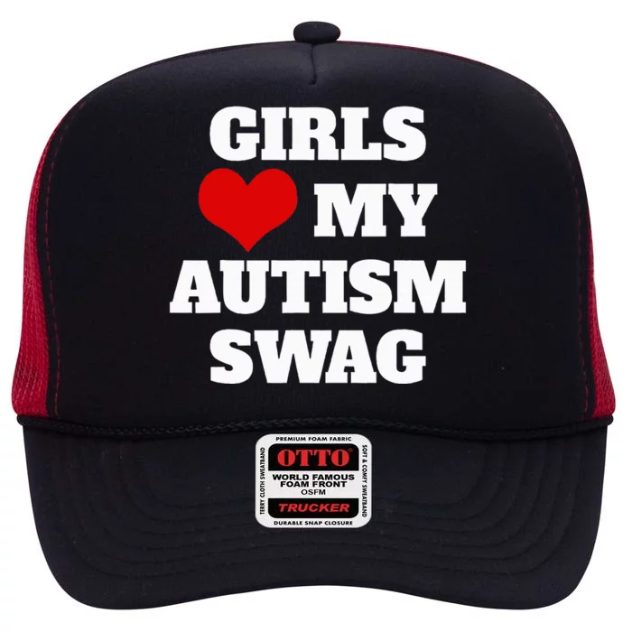 Autism Awareness Love My Autism Swag Funny High Crown Mesh Trucker Hat