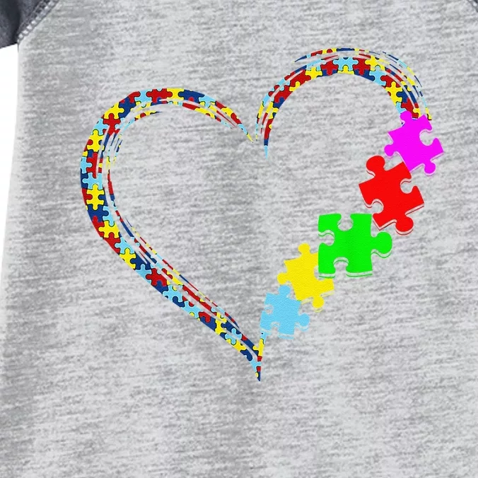 Autism Awareness Love Heart Puzzle Piece Valentines Day Infant Baby Jersey Bodysuit