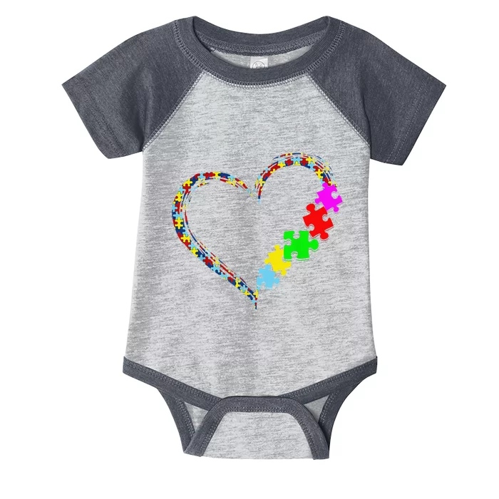 Autism Awareness Love Heart Puzzle Piece Valentines Day Infant Baby Jersey Bodysuit