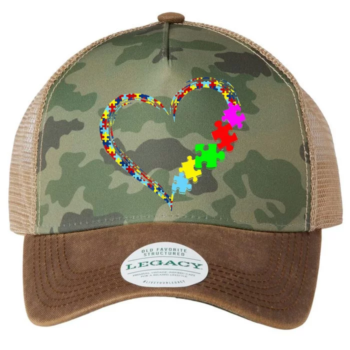 Autism Awareness Love Heart Puzzle Piece Gift Legacy Tie Dye Trucker Hat