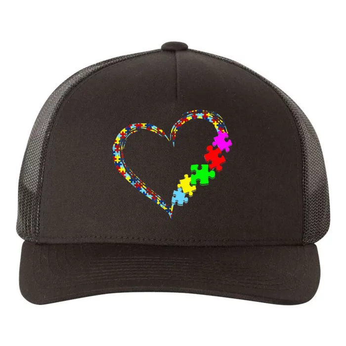 Autism Awareness Love Heart Puzzle Piece Gift Yupoong Adult 5-Panel Trucker Hat