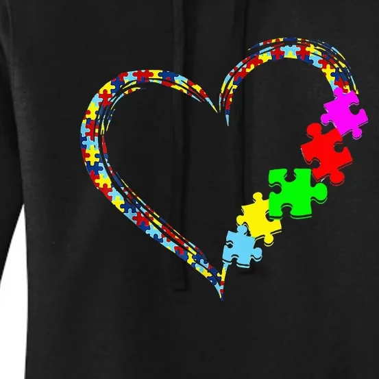 Autism Awareness Love Heart Puzzle Piece Gift Women's Pullover Hoodie