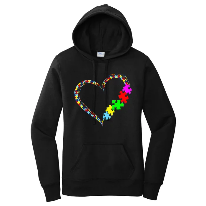 Autism Awareness Love Heart Puzzle Piece Gift Women's Pullover Hoodie