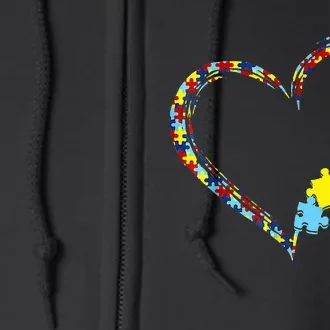 Autism Awareness Love Heart Puzzle Piece Gift Full Zip Hoodie