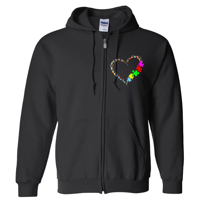 Autism Awareness Love Heart Puzzle Piece Gift Full Zip Hoodie