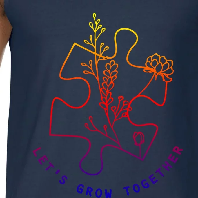 Autism Awareness Let's Grow Together Autism Mom Teacher Cool Gift Comfort Colors® Tank Top