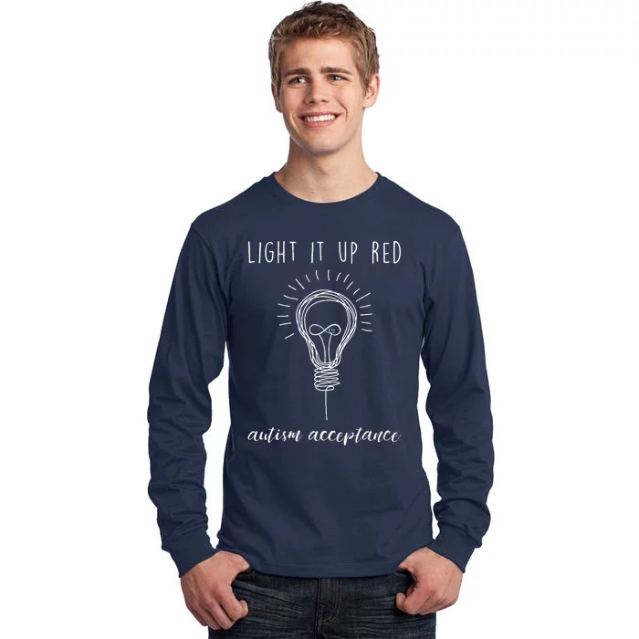 Autism Acceptance Light It Up Red redinstead Tall Long Sleeve T-Shirt