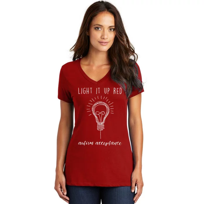 Autism Acceptance Light It Up Red redinstead Women's V-Neck T-Shirt