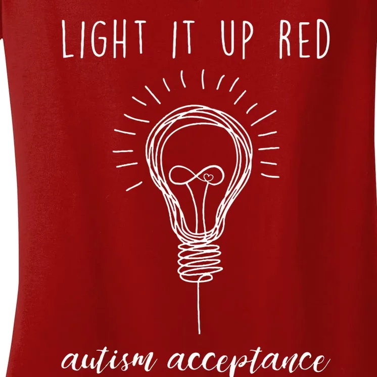 Autism Acceptance Light It Up Red redinstead Women's V-Neck T-Shirt