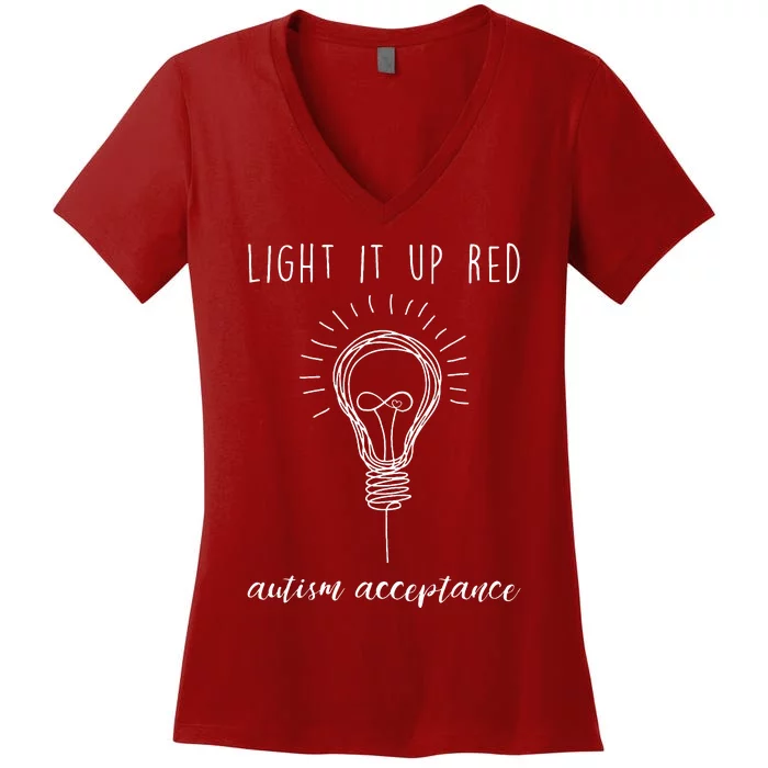 Autism Acceptance Light It Up Red redinstead Women's V-Neck T-Shirt