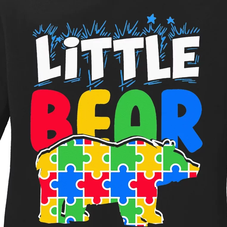 Autism Awareness Little Bear Cute support month Ladies Long Sleeve Shirt