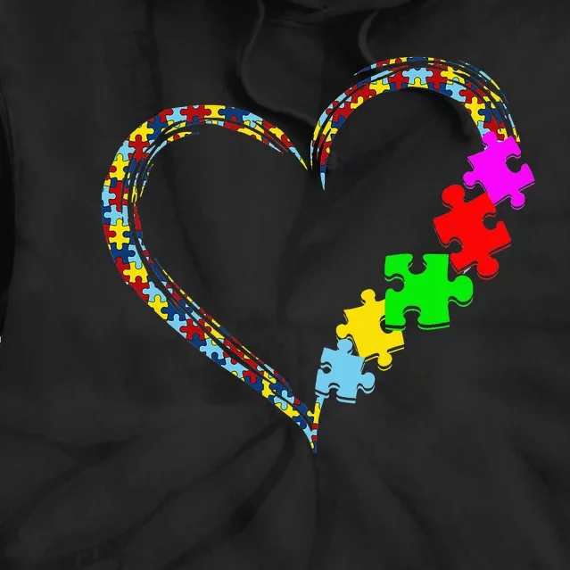 Autism Awareness Love Heart Puzzle Piece Valentines Day Tie Dye Hoodie