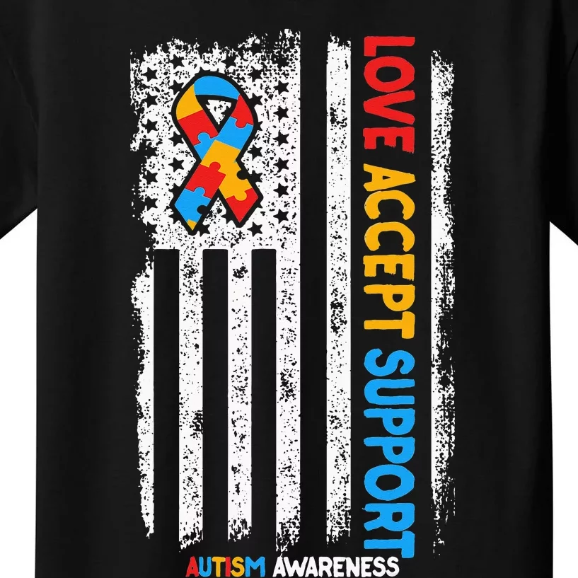 Autism Autistic Love Accept Support Autism Awareness Kids T-Shirt