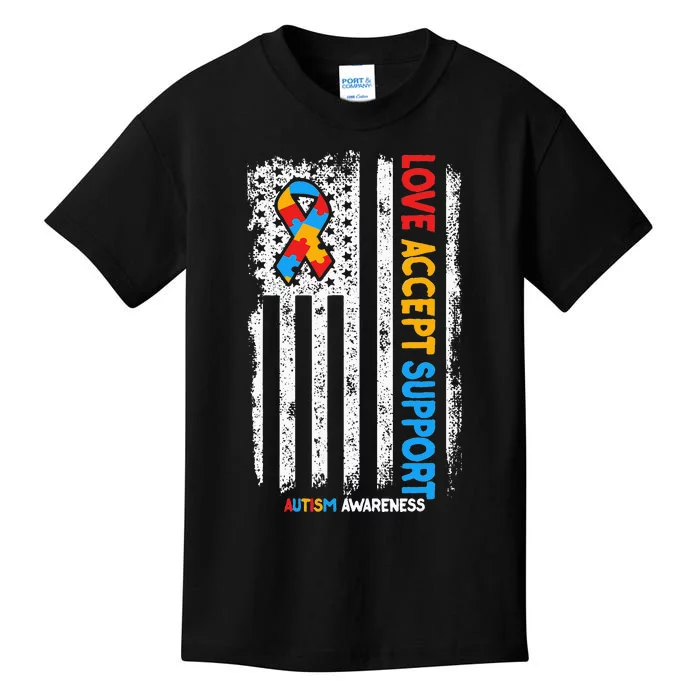 Autism Autistic Love Accept Support Autism Awareness Kids T-Shirt