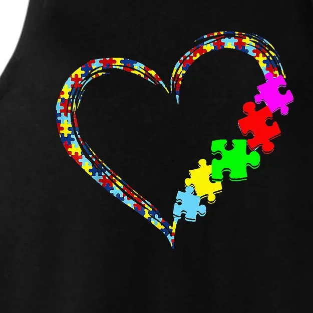 Autism Awareness Love Heart Puzzle Piece Gift Ladies Tri-Blend Wicking Tank