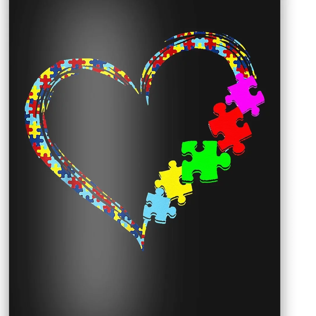 Autism Awareness Love Heart Puzzle Piece Gift Poster