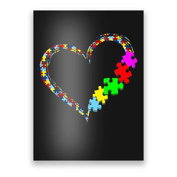 Autism Awareness Love Heart Puzzle Piece Gift Poster