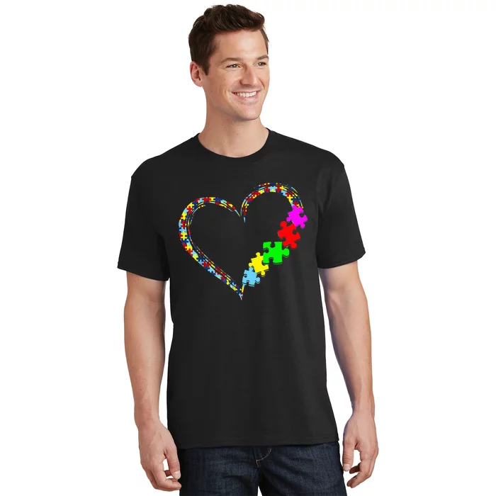 Autism Awareness Love Heart Puzzle Piece Gift Men Women T-Shirt