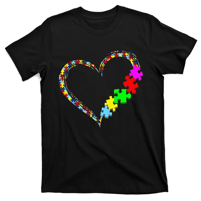 Autism Awareness Love Heart Puzzle Piece Gift Men Women T-Shirt