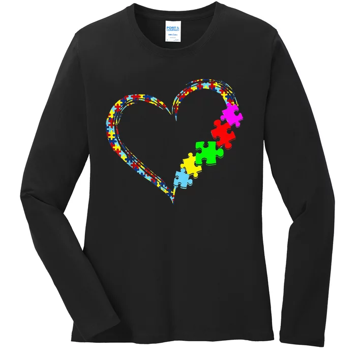 Autism Awareness Love Heart Puzzle Piece Gift Men Women Ladies Long Sleeve Shirt