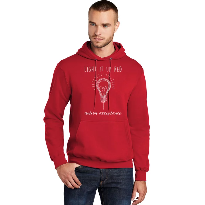 Autism Acceptance Light It Up Red Redinstead Hoodie