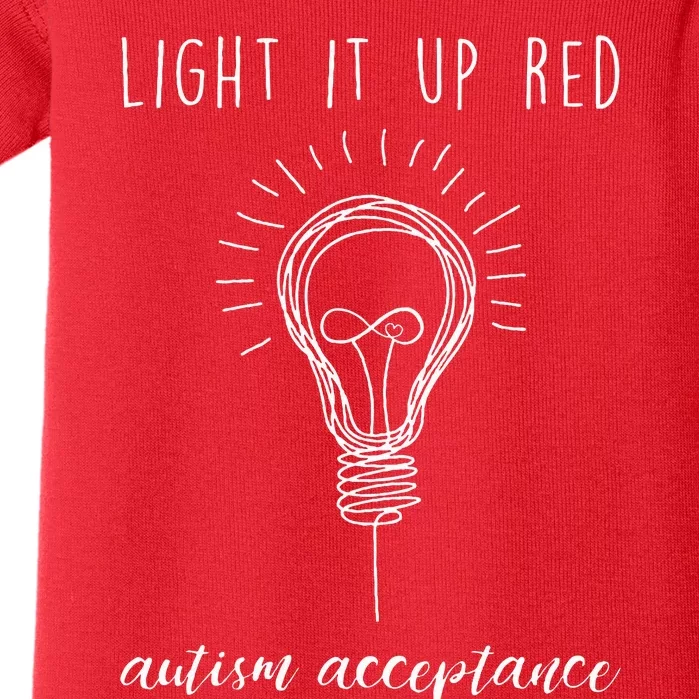 Autism Acceptance Light It Up Red Redinstead Baby Bodysuit