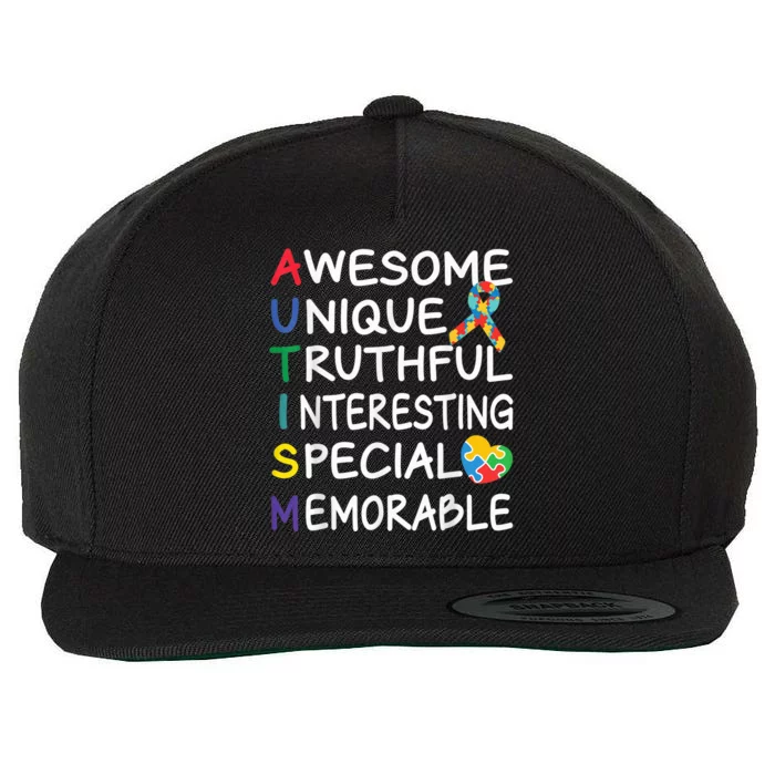 Autism Awareness Month Apparel Awesome Autism Awareness Wool Snapback Cap